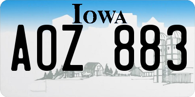 IA license plate AOZ883