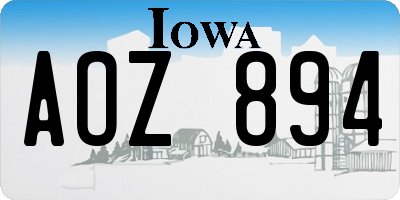 IA license plate AOZ894