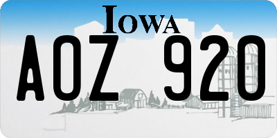 IA license plate AOZ920
