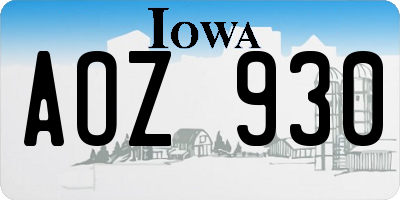 IA license plate AOZ930