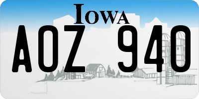 IA license plate AOZ940