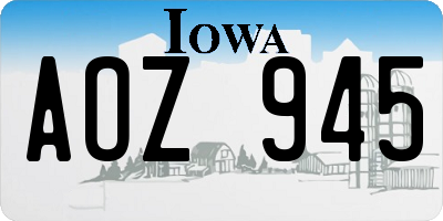 IA license plate AOZ945