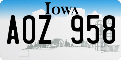 IA license plate AOZ958
