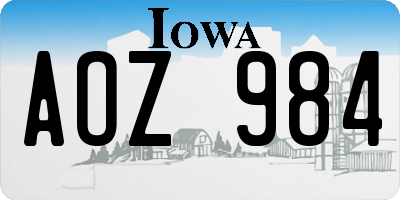 IA license plate AOZ984