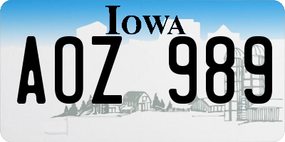 IA license plate AOZ989