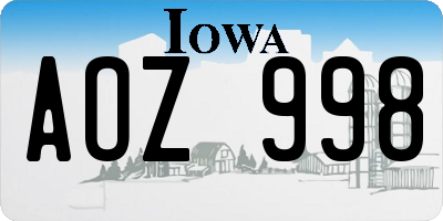 IA license plate AOZ998