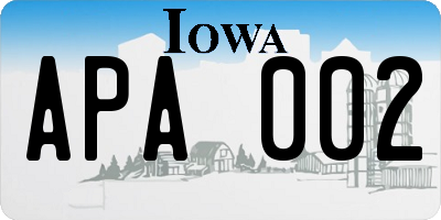 IA license plate APA002