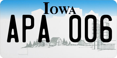 IA license plate APA006