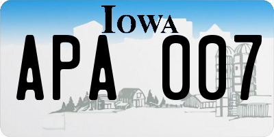 IA license plate APA007
