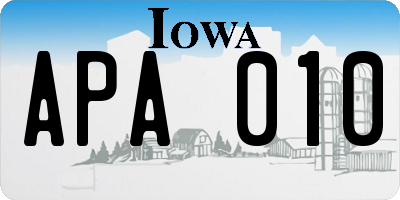 IA license plate APA010