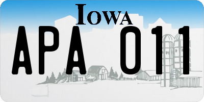 IA license plate APA011