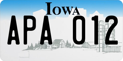 IA license plate APA012