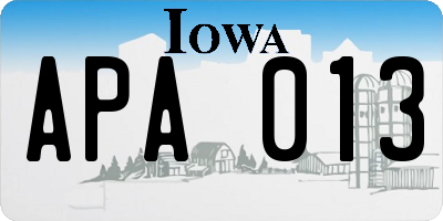 IA license plate APA013