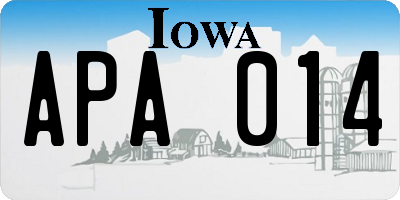 IA license plate APA014