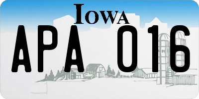 IA license plate APA016