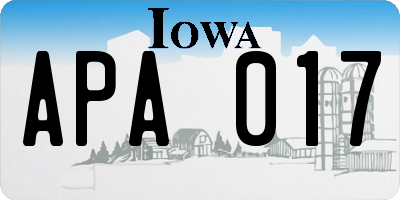IA license plate APA017