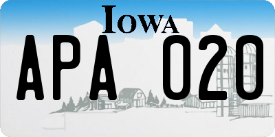 IA license plate APA020