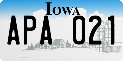IA license plate APA021