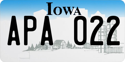 IA license plate APA022