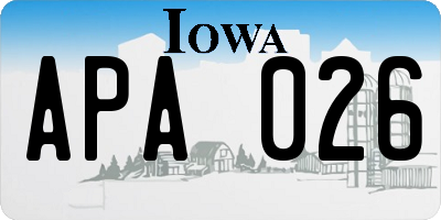 IA license plate APA026