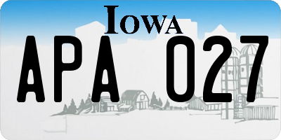 IA license plate APA027