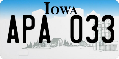 IA license plate APA033