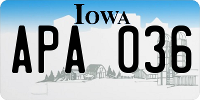 IA license plate APA036