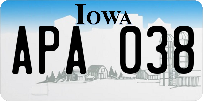 IA license plate APA038
