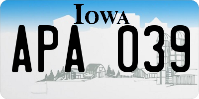 IA license plate APA039