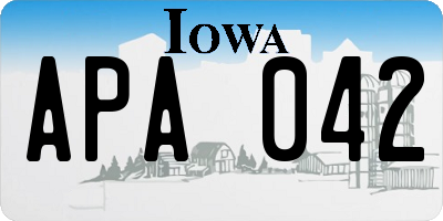 IA license plate APA042
