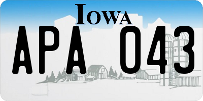 IA license plate APA043