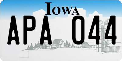 IA license plate APA044