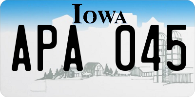 IA license plate APA045