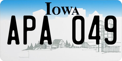 IA license plate APA049