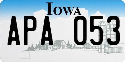 IA license plate APA053
