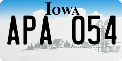 IA license plate APA054