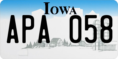 IA license plate APA058