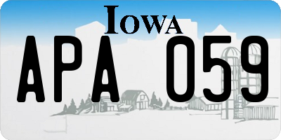 IA license plate APA059