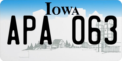 IA license plate APA063