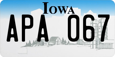 IA license plate APA067