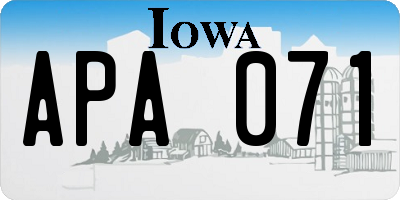 IA license plate APA071