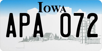 IA license plate APA072