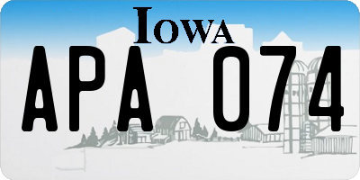 IA license plate APA074
