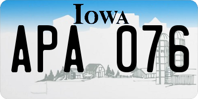IA license plate APA076