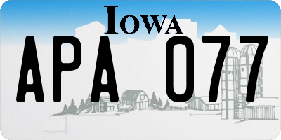 IA license plate APA077