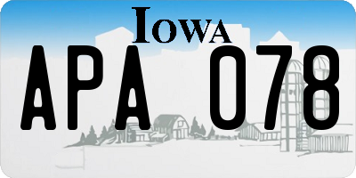 IA license plate APA078
