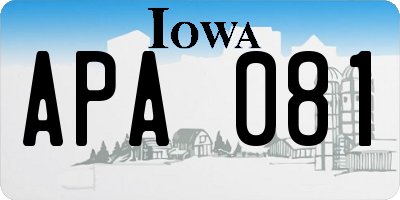 IA license plate APA081
