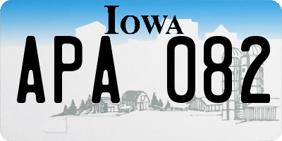 IA license plate APA082