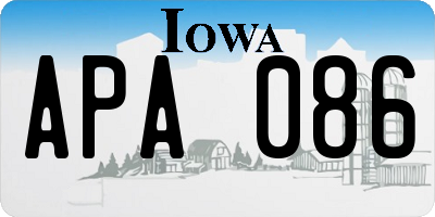 IA license plate APA086