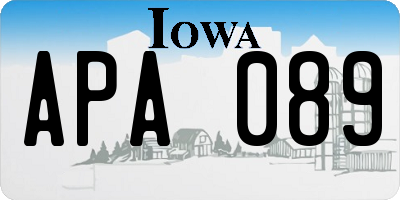 IA license plate APA089